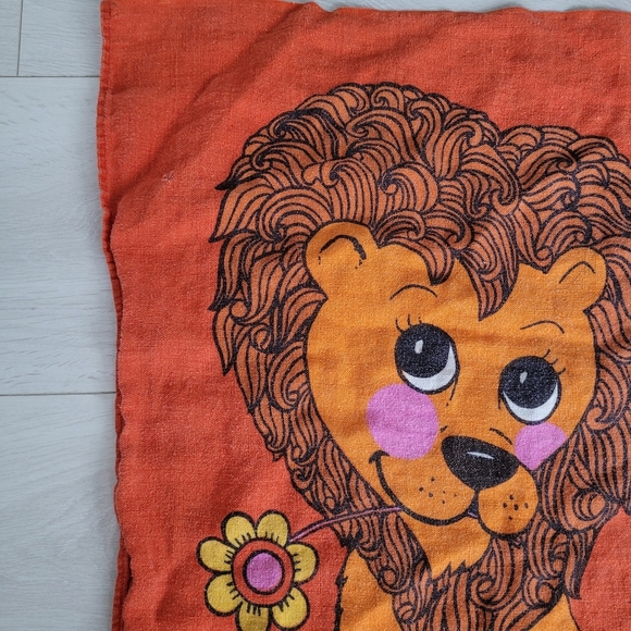 Vintage Retro 70s Tea Towel Lion and Mouse - Picture 4 of 9